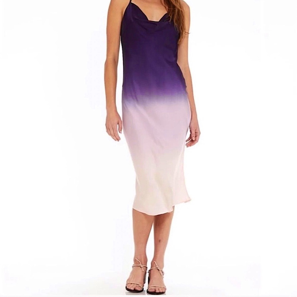 Young Fabulous & Broke Ombré Strappy Silk Midi Dress